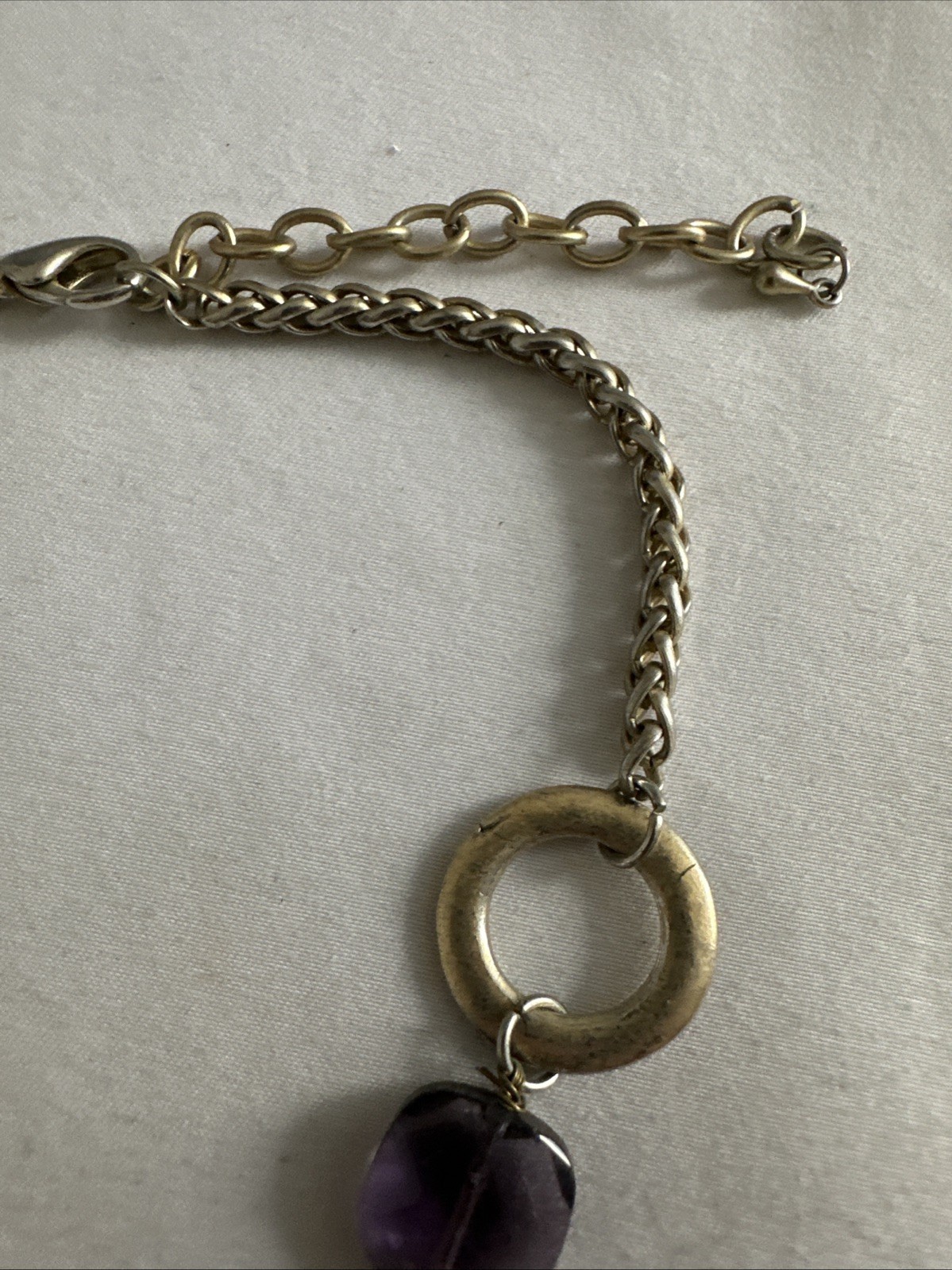 Vintage mesh chain links round metallic rings Chain Choker Necklace 19”