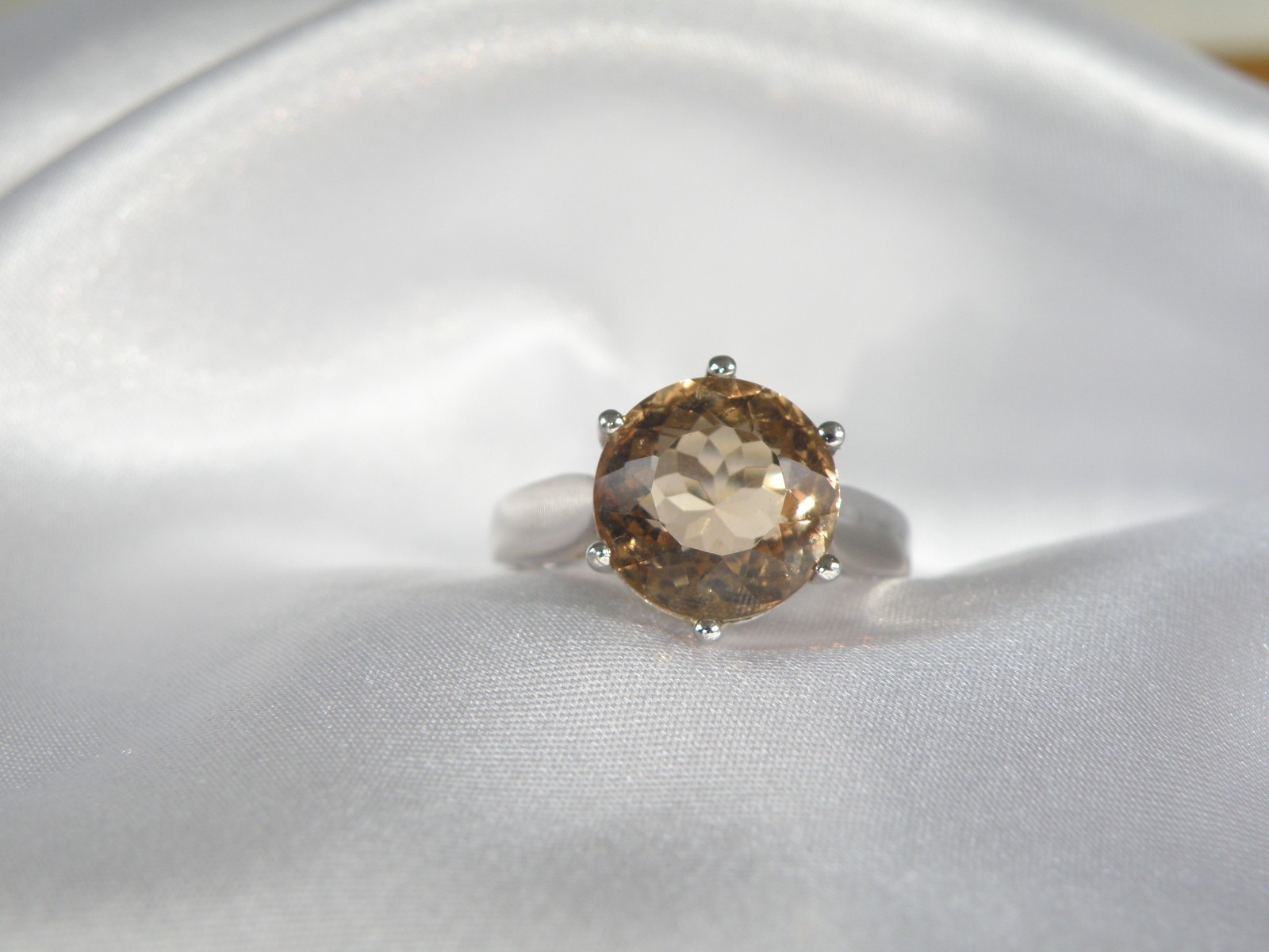 Vintage Sterling Silver 925 Natural Golden Beryl Solitaire Cocktail Ring Size 11