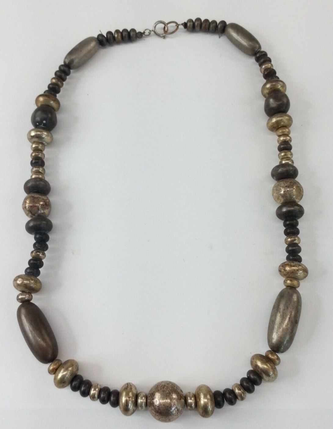 Vintage Beaded Metal Necklace14.5″ / 29″ total length