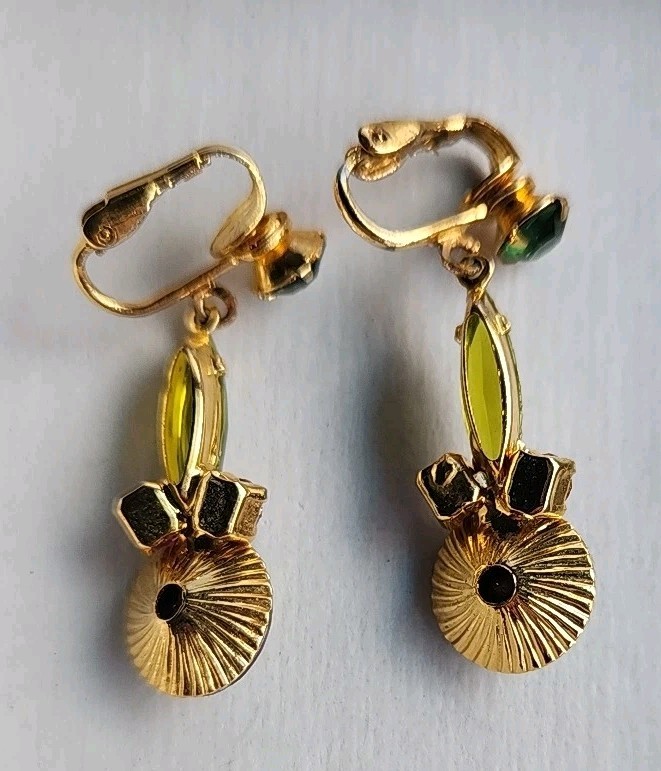 Vintage Julianna Pink and Green Rivoli Watermelon Brooch & Clipon Earrings