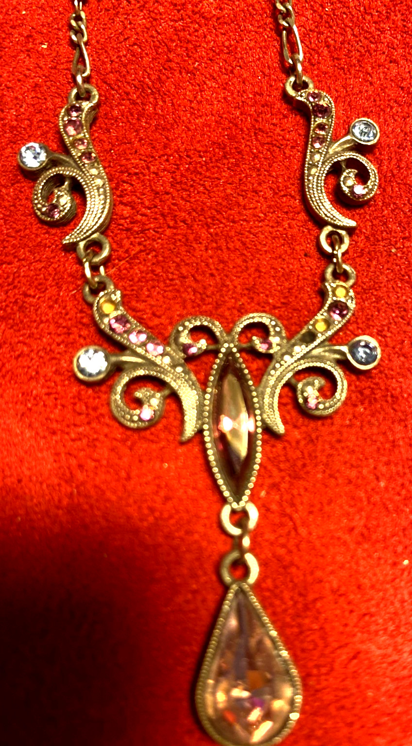 vintage 1928 brand necklace with purple and blue stones