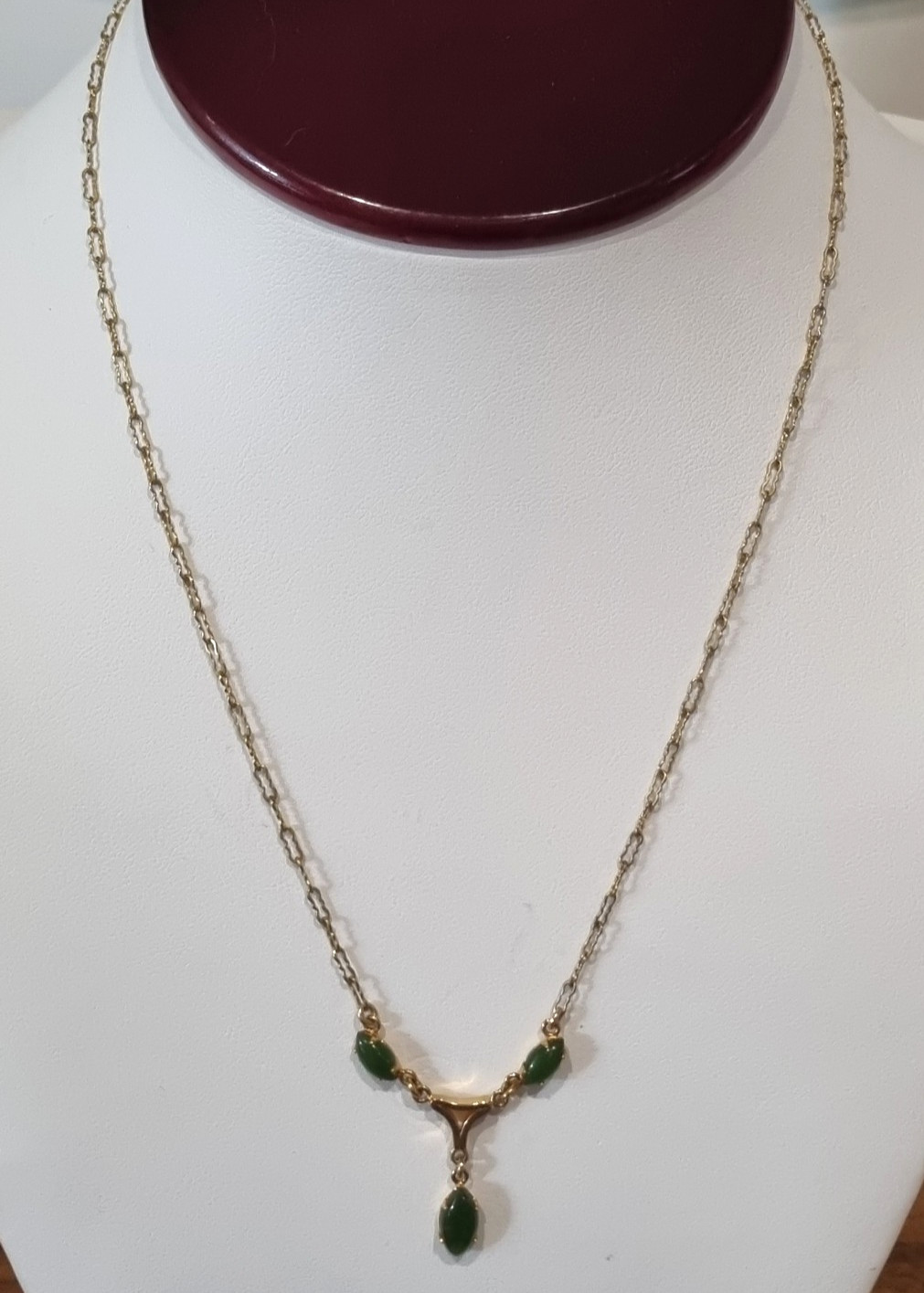 Vintage Rare Collectible c1940s -50s ART 12k gold fill Real Jade Necklace Video