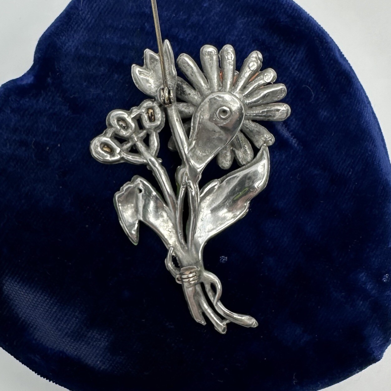 Vintage Art Deco Enamel Flower Brooch Trifari / Coro Style Pot Metal Spray Pin