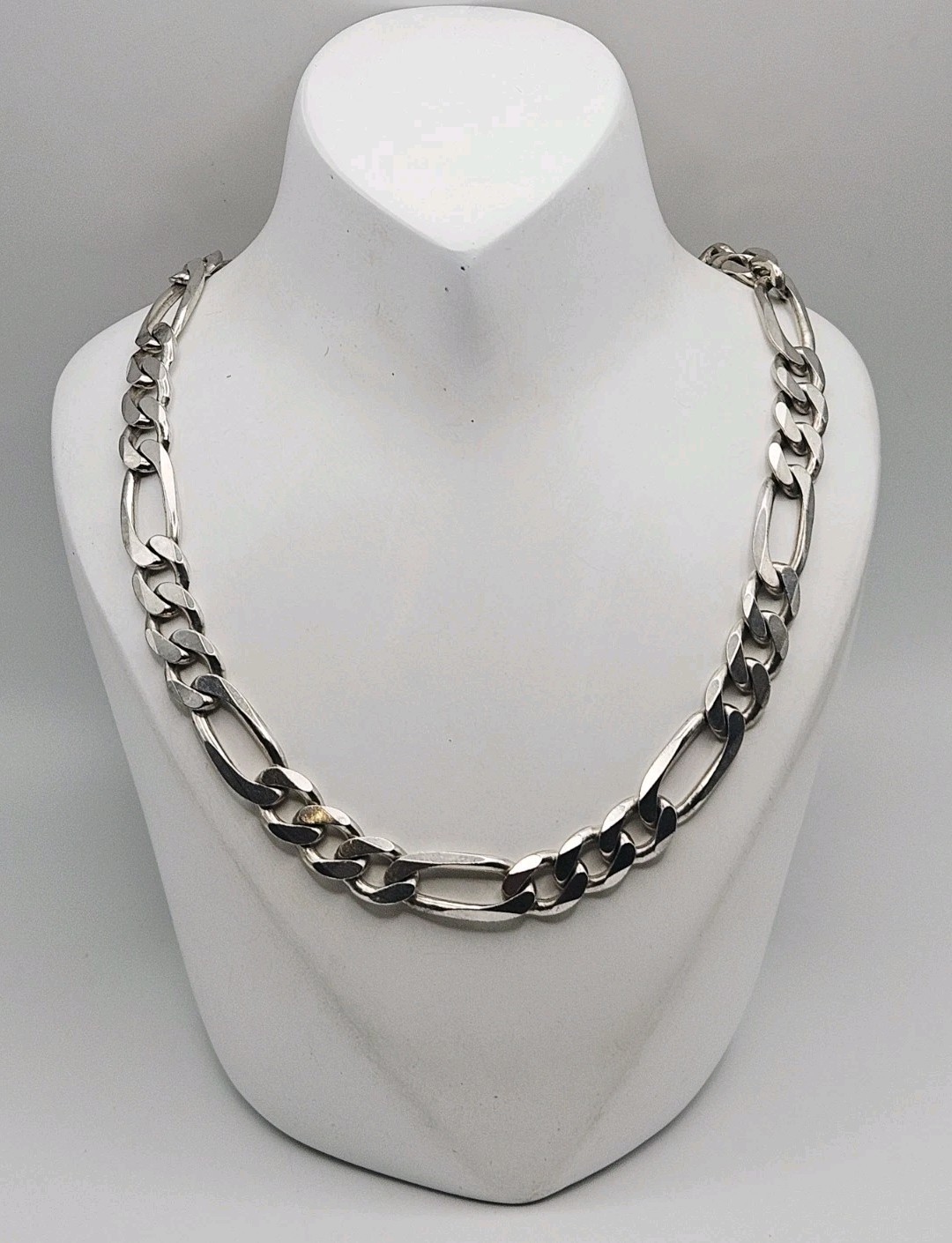 ZCI Italy Sterling Silver 8.5mm Figaro Chain Necklace 26″