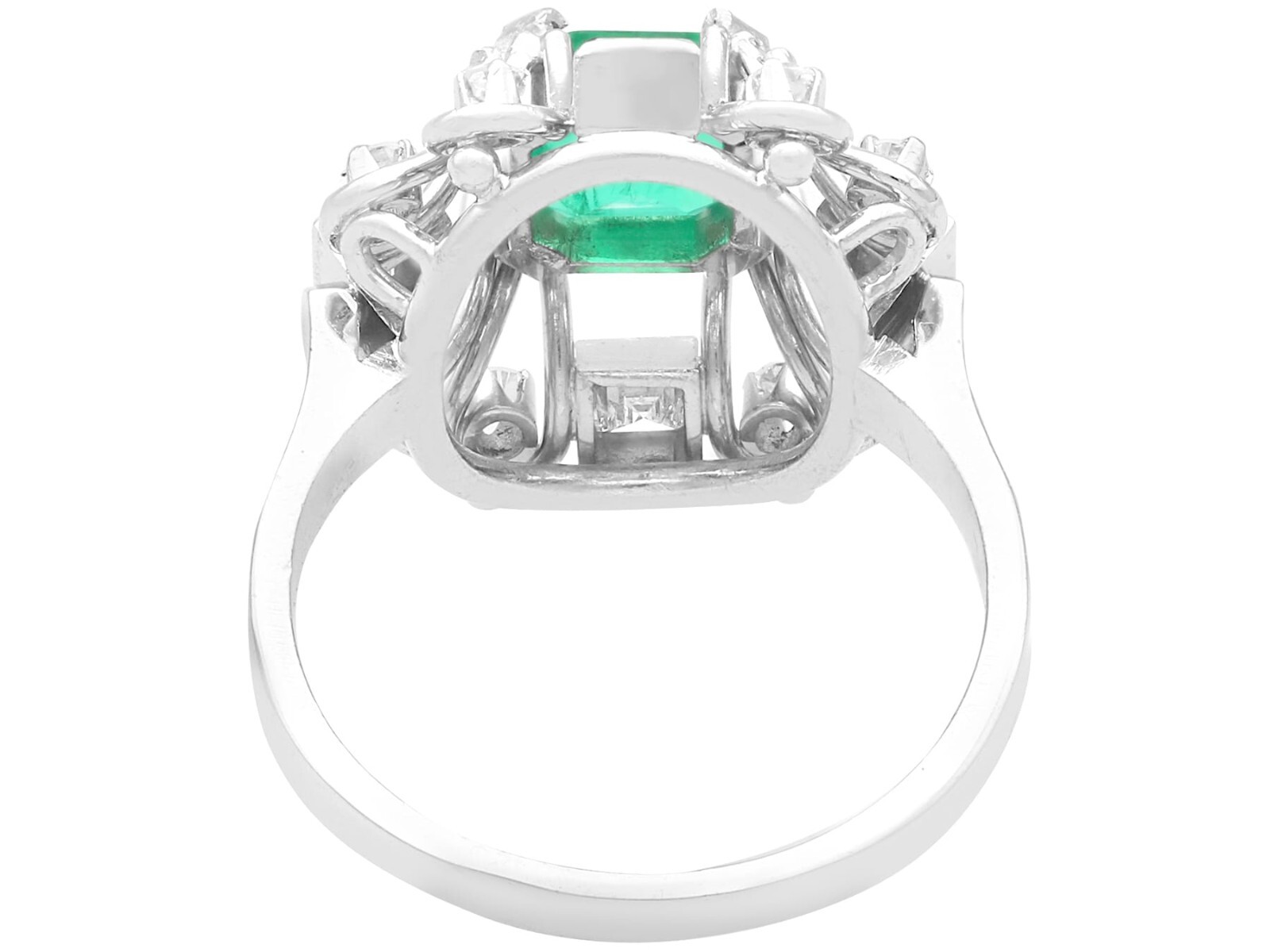 0.99Ct Colombian Emerald and 0.35Ct Diamond, 18k White Gold Ring Circa 1925
