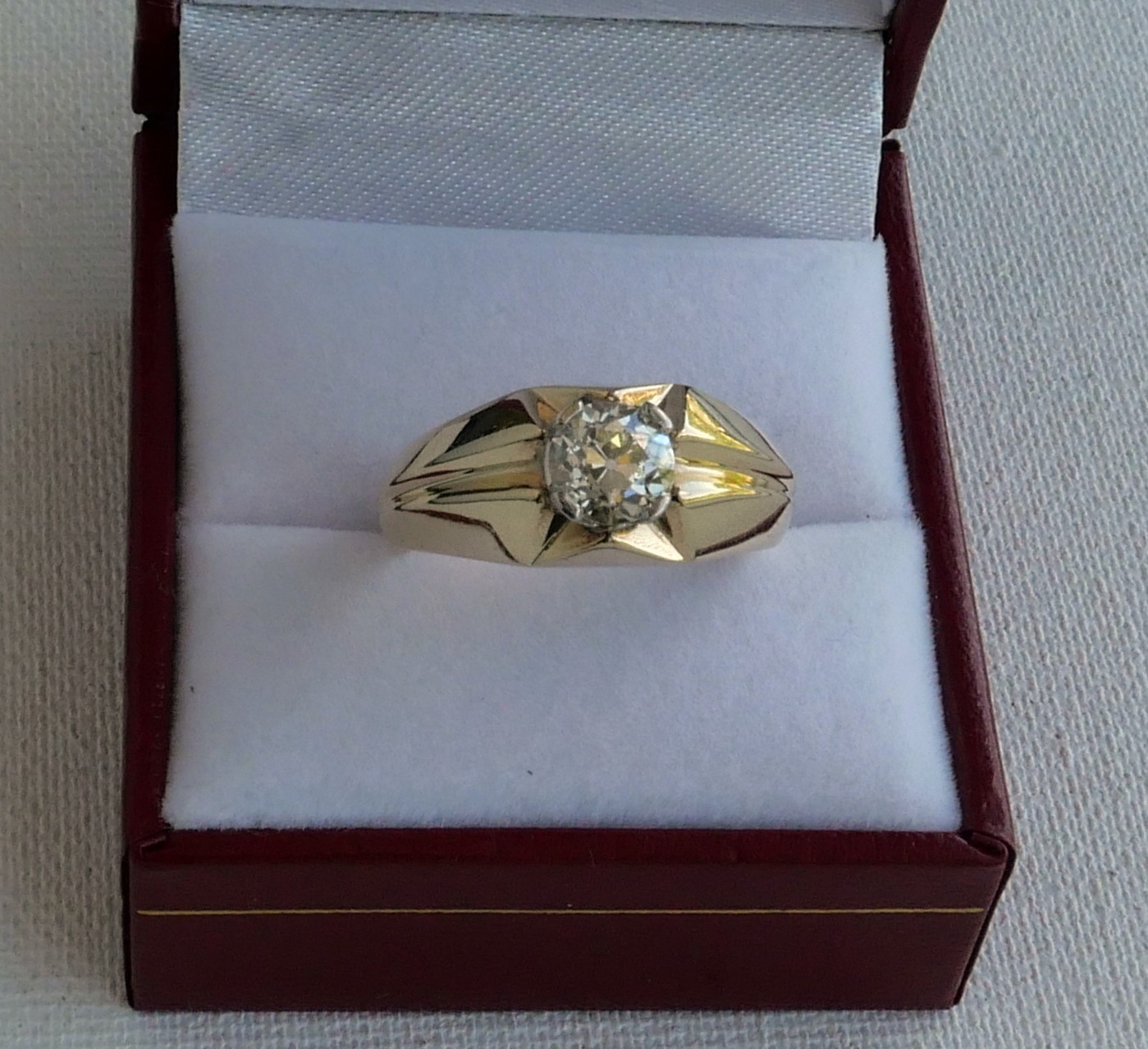 Vintage 14K Yellow Gold 0.90 Ct Old European Cut Diamond Ring 5.3 Gr Sz 8.75