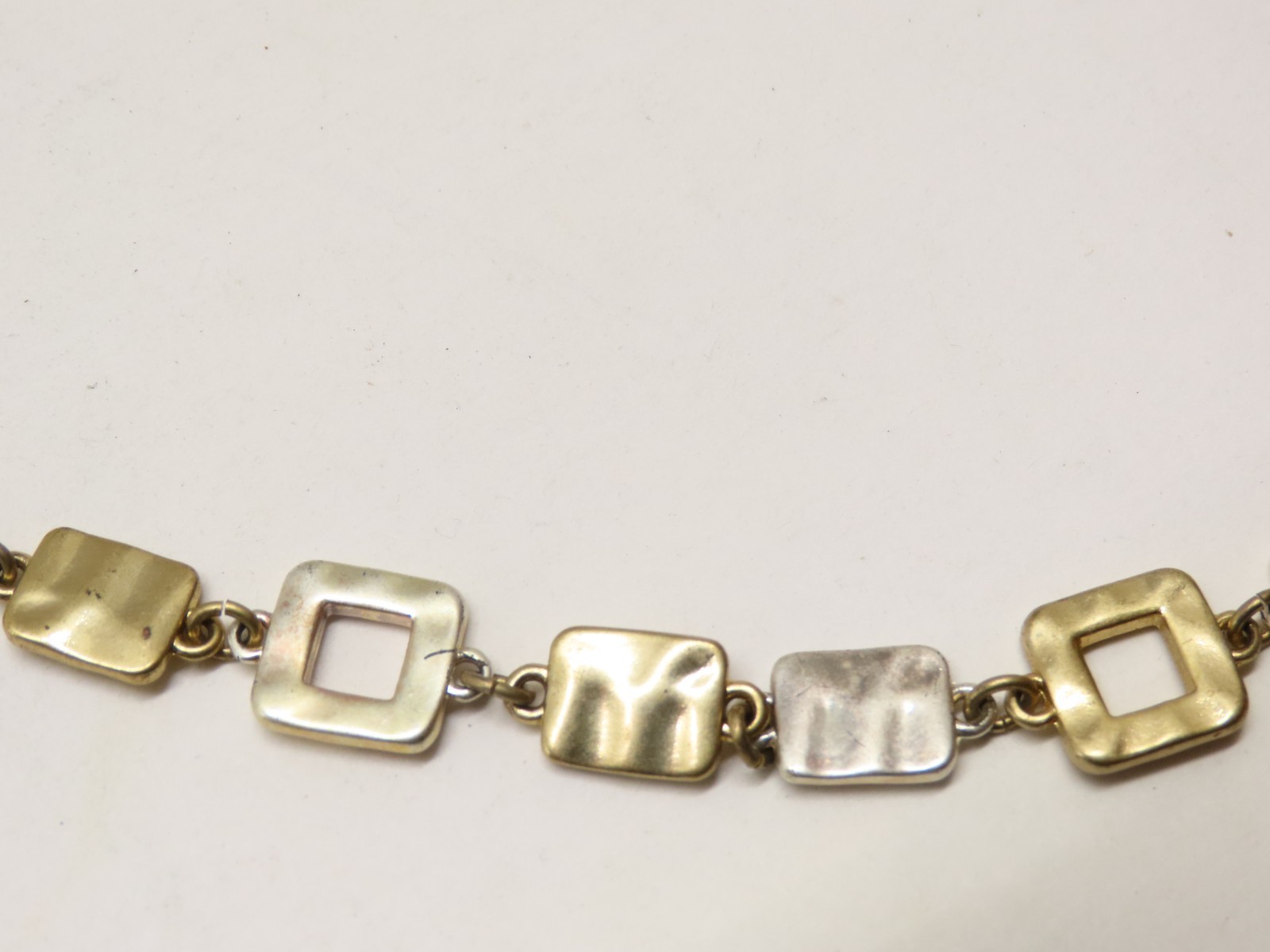Lia Sophia Necklace Rhyme & Reason Silver Gold Tone Hammered Textured D5918