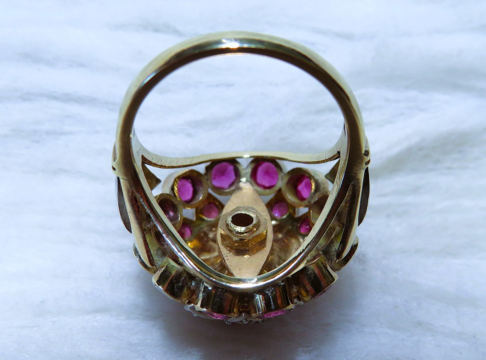 60’s 10K gold (mark 18K) Dark Pink Sapphire Thai Princess Ring sz.6-1/4