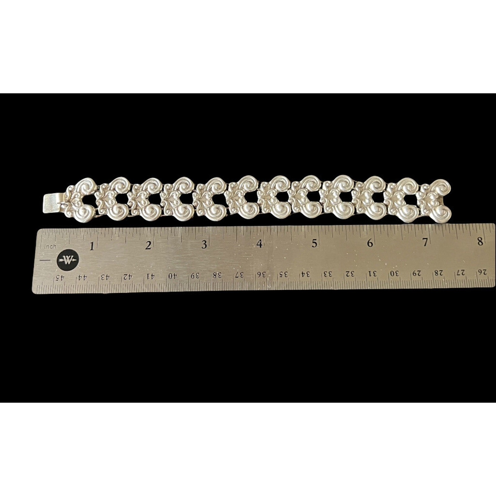 Gerardo Lopez Taxco Mexico 980 Silver Wave Scroll Bracelet Ca. 1940s