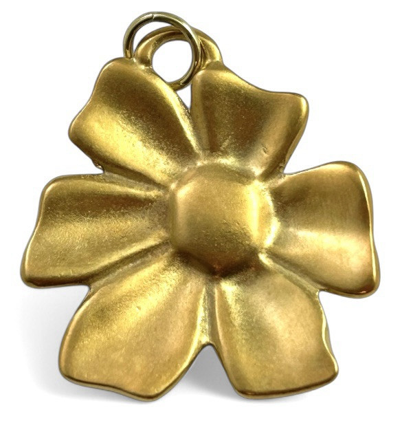 Vintage Flower Necklace Pendant Large Charm Gold Tone Metal Vintage Jewelry Gift