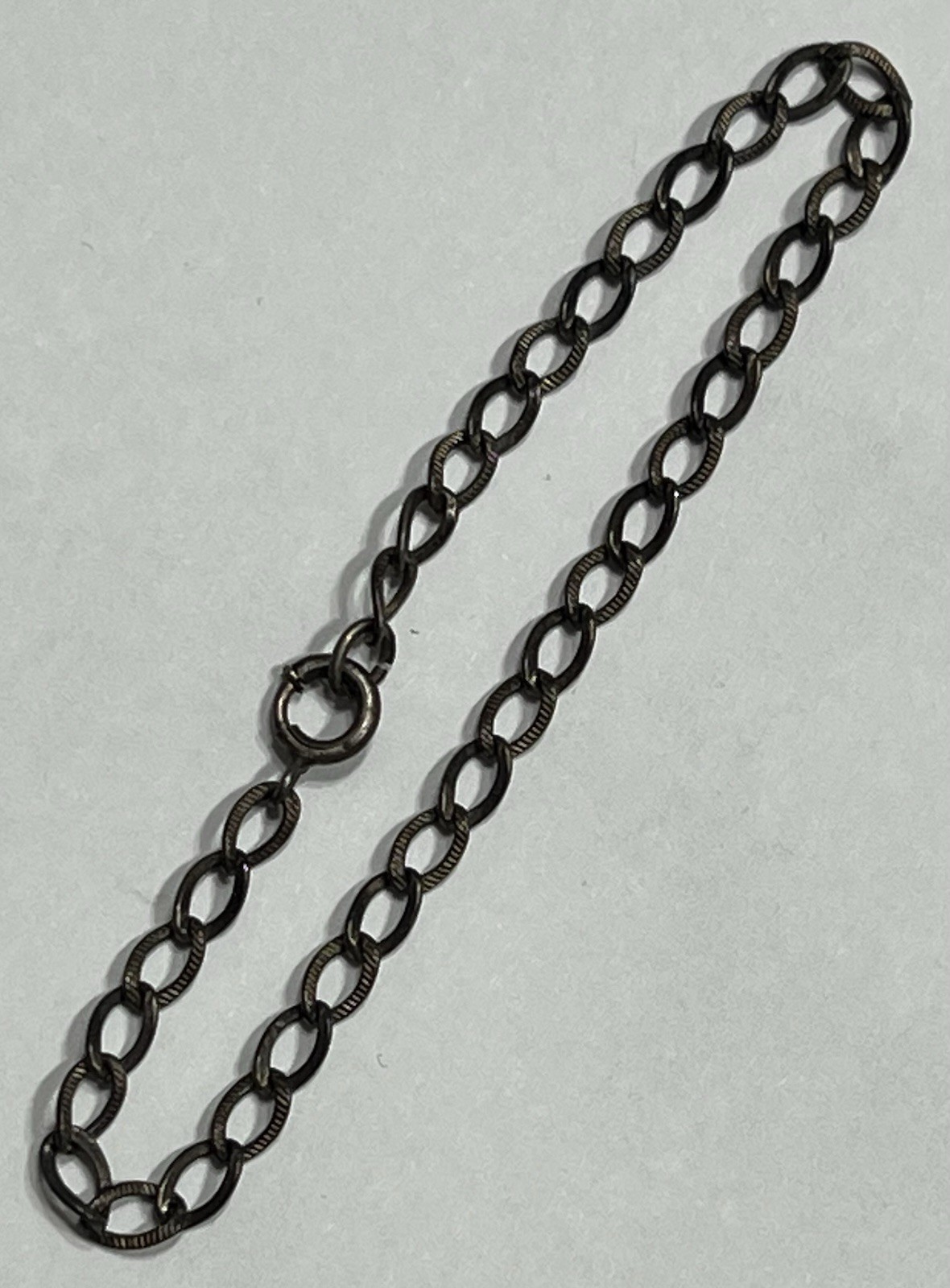 Vintage Estate Sterling Silver Bracelet 925 Curb Link 6.75″ Starter Charm 2.6gr