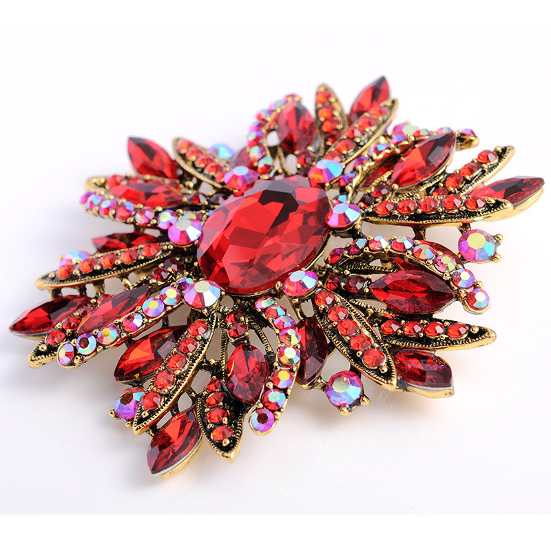 Men Women Vintage Enamel Flower Brooch Antique Jewelry Pin Elegant Fashion Gift