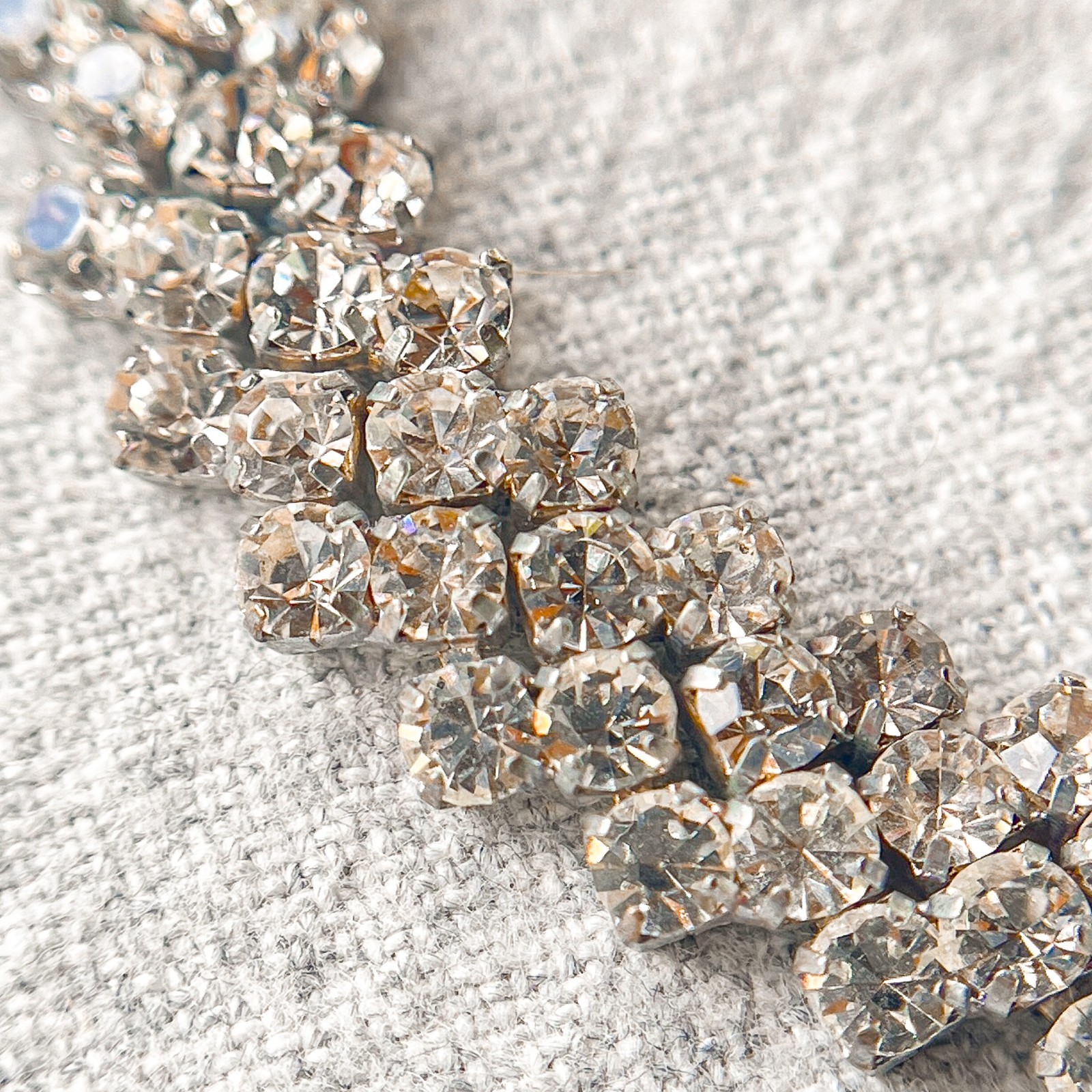 Vintage 1950s MCM Four-Row Rhinestone Tennis Bracelet Estate Costume Jewelry