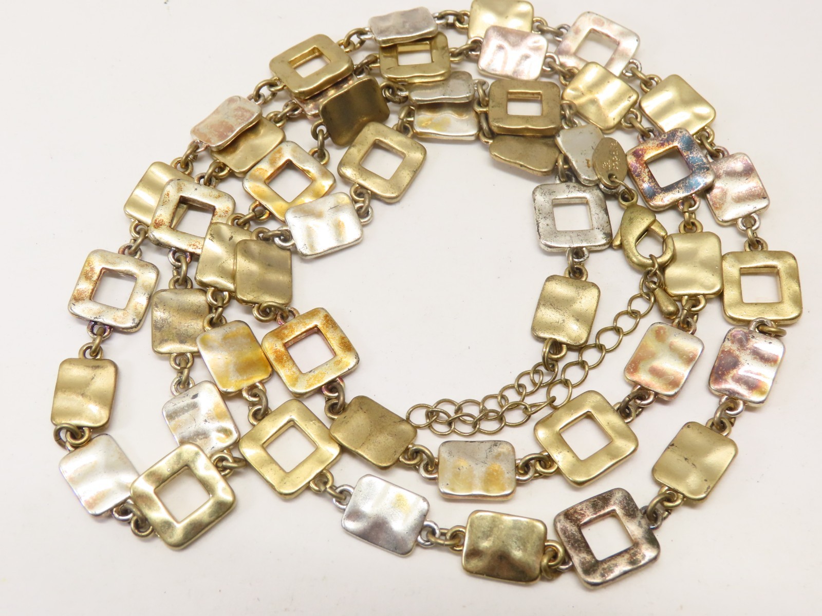 Lia Sophia Necklace Rhyme & Reason Silver Gold Tone Hammered Textured D5918
