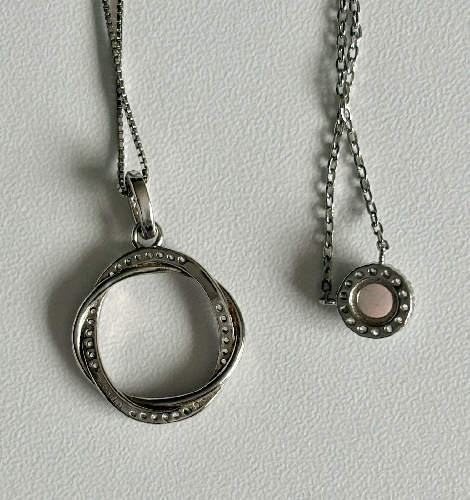 925 Sterling Silver Floral Opal Eternity Pendant Charms Chain Necklace Lot Of 4