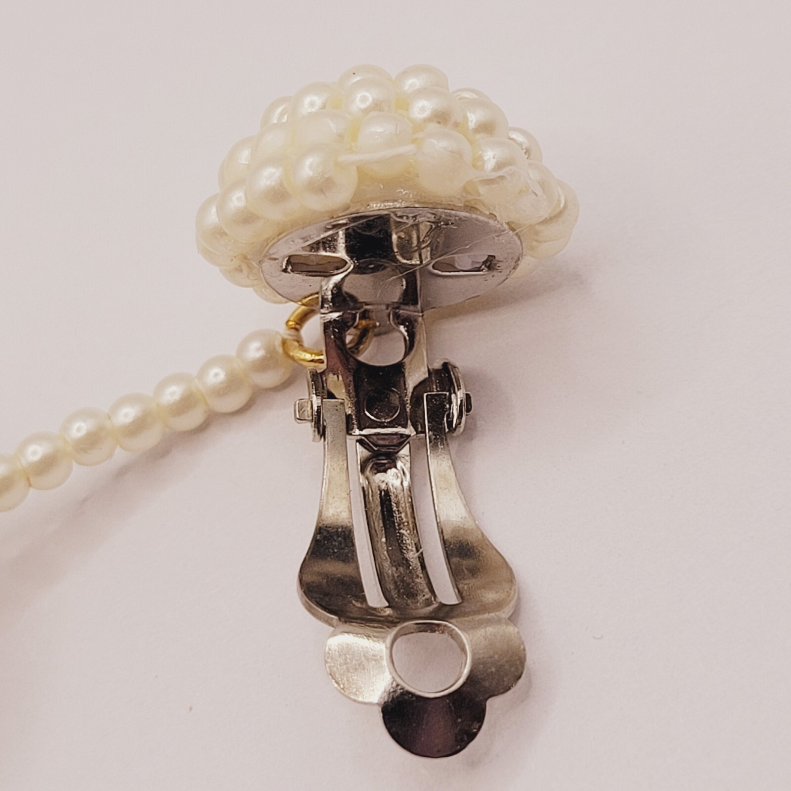 Unique Ball Drop Dangle with Faux Pearl Long Beaded Costume Clip On Earrings