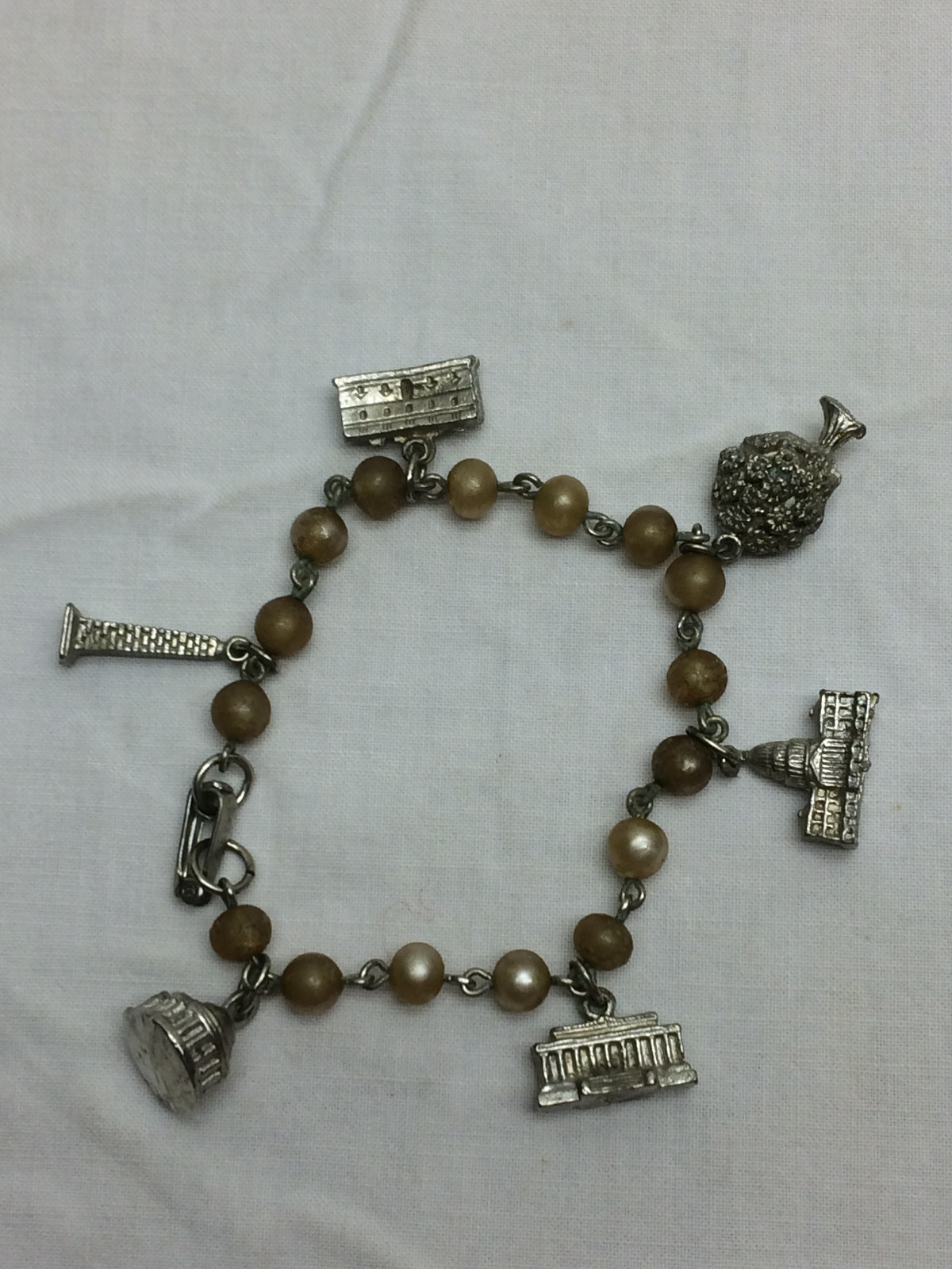 Vintage Charms and Charm Bracelet Washington D. C. Cherry Blossom Tree Buildings
