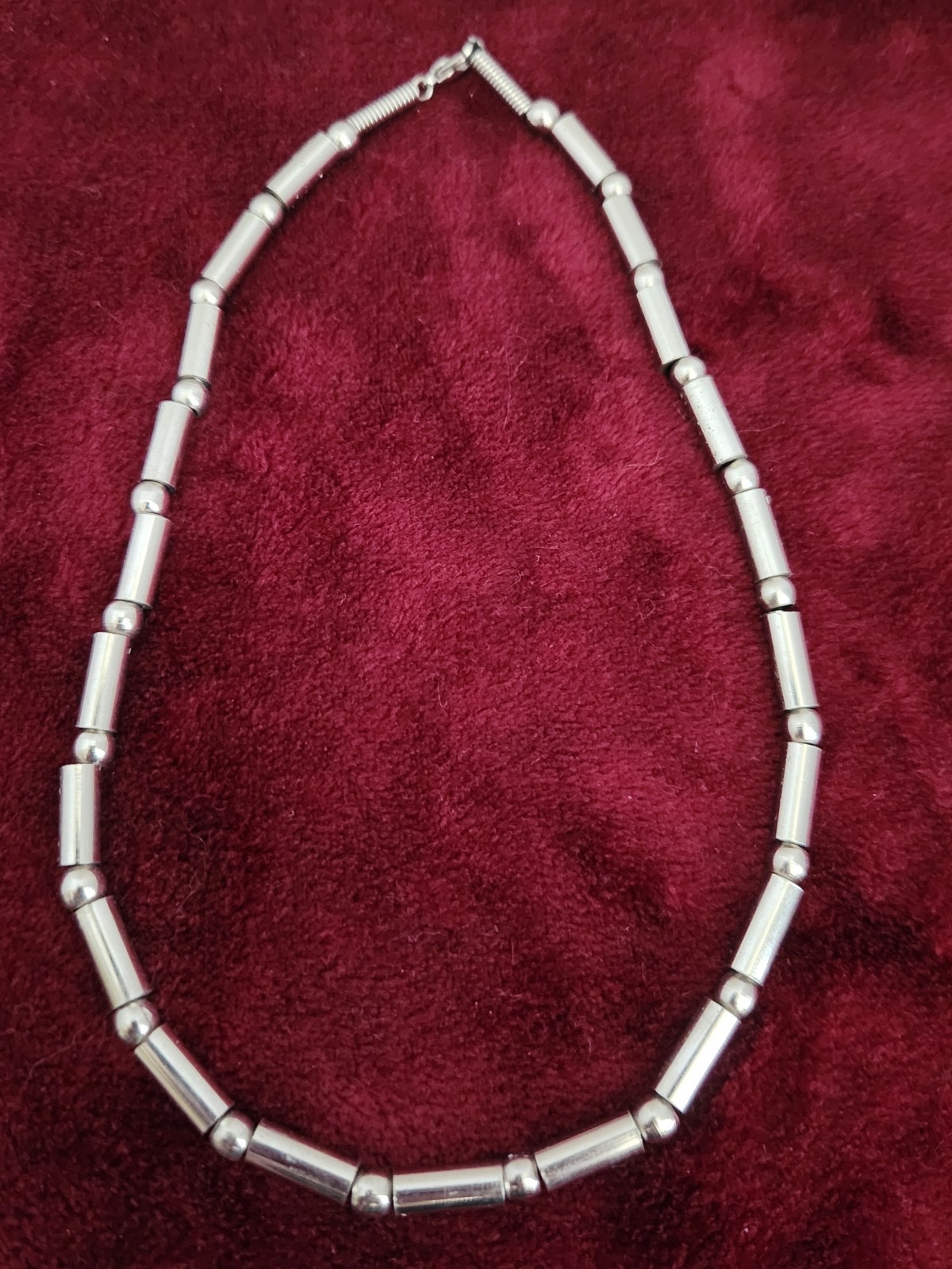 Vintage 90s Hot Topic Silver Tone Bar and Ball Beaded Necklace