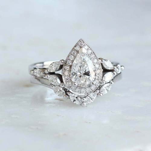 Art Deco Vintage 2.10 Ct White Diamond Engagement Ring Set 925 Sterling Silver