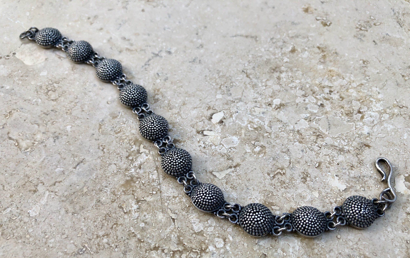 ✨🫧 VINTAGE .925 STERLING SILVER DOME BEAD BALL Link Bracelet | ESTATE Piece 🫧✨