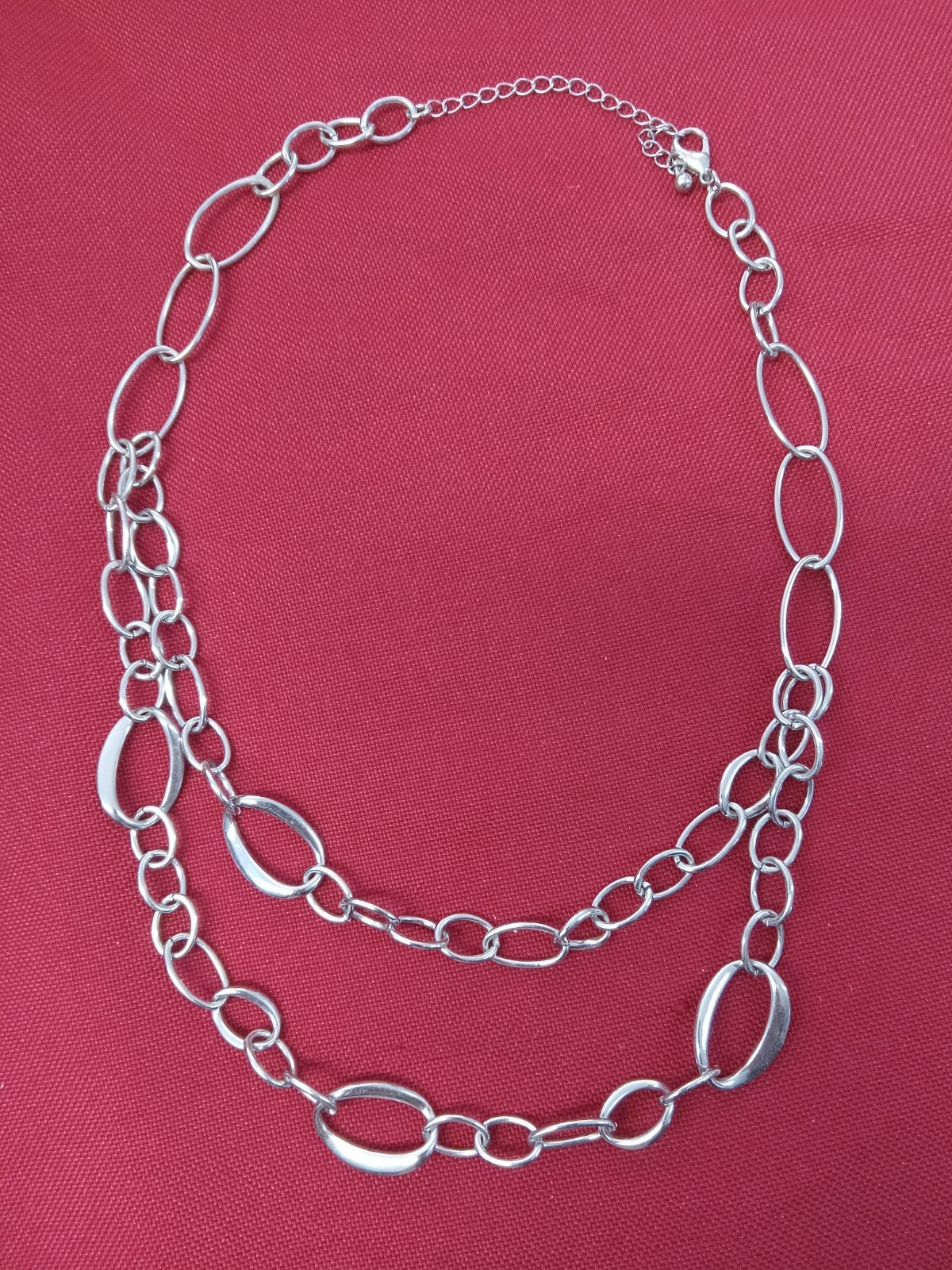 Vintage Silver Toned Double Strand Chain 18″ Necklace