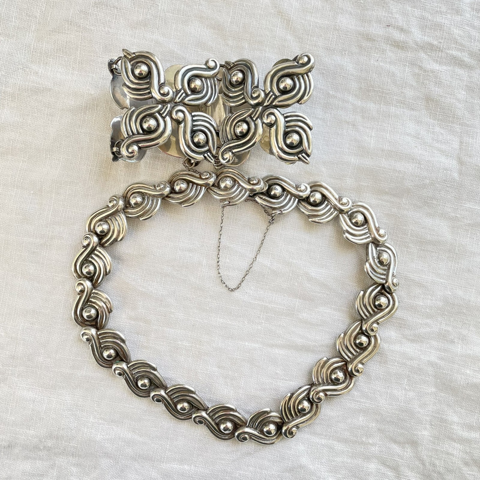 Vintage Los Castillo Necklace/Bracelet Set #122, Taxco Mexico Sterling
