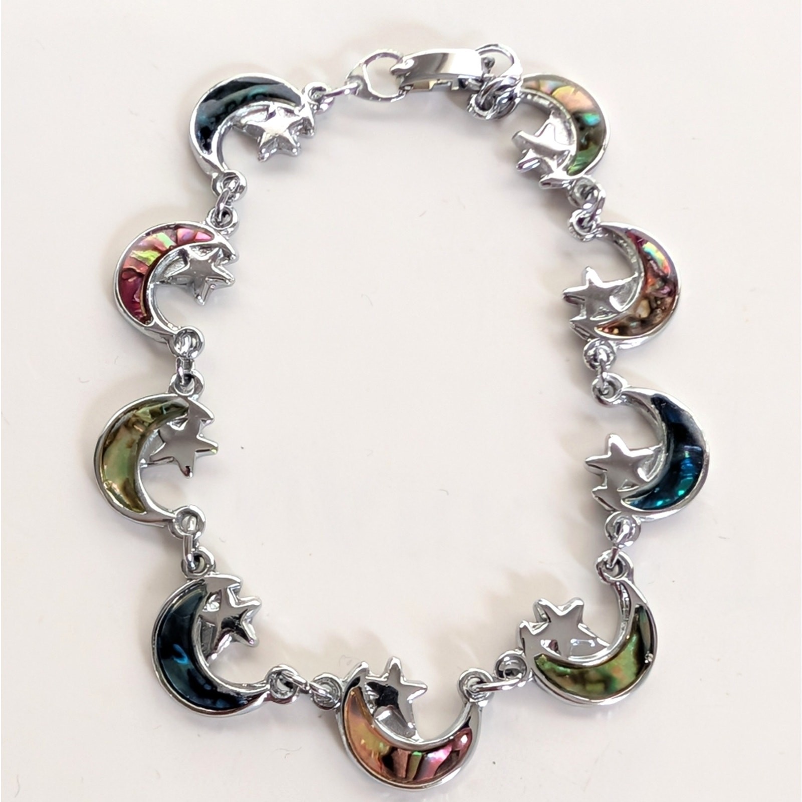 Vintage Y2K 2000s Celestial Boho Moon Star Dyed Abalone Shell Bracelet