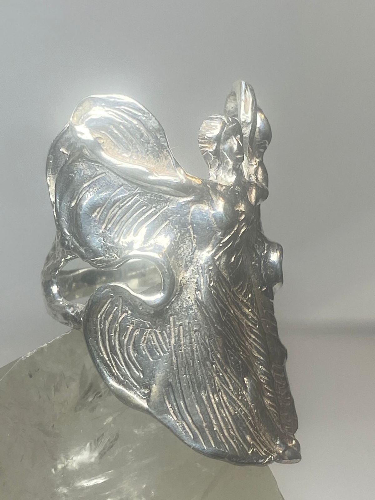 Wings Lady ring Art Deco influences band sterling silver women girls
