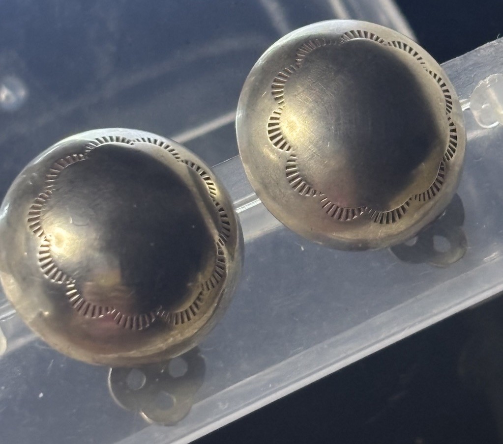Vintage Embossed Sterling Clip On Earrings- Beautiful And Very Light!