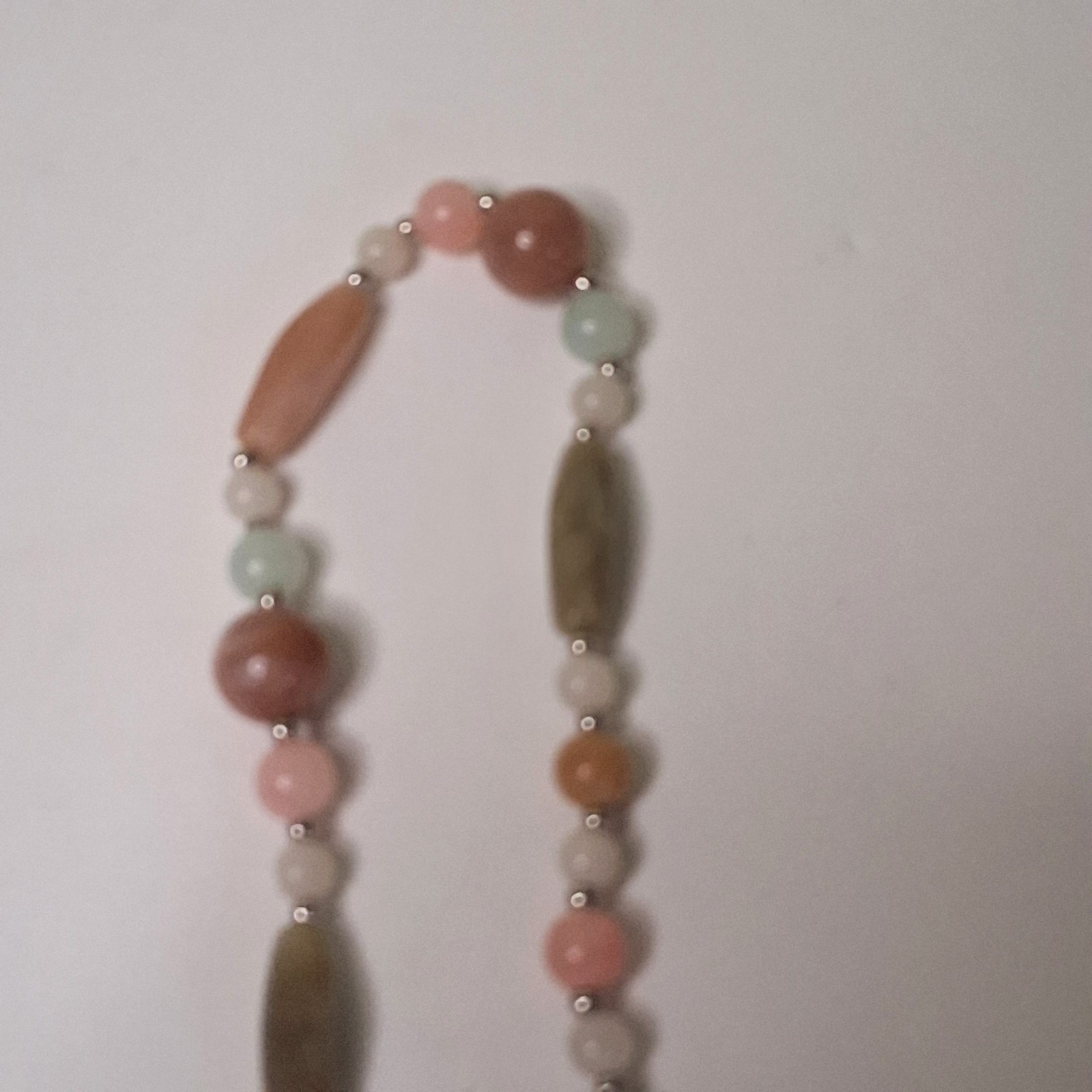 Long Beaded Necklace Multi-Color Pastel Stone Glass Beads 30 Inch Boho Vintage