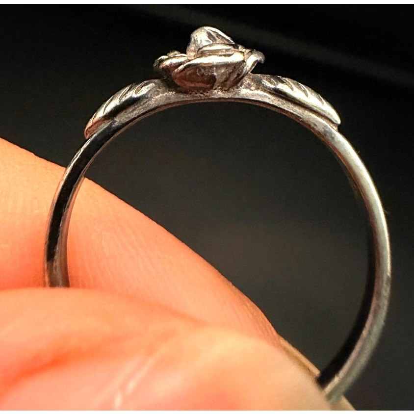 Antique Sterling Silver Rose Ring