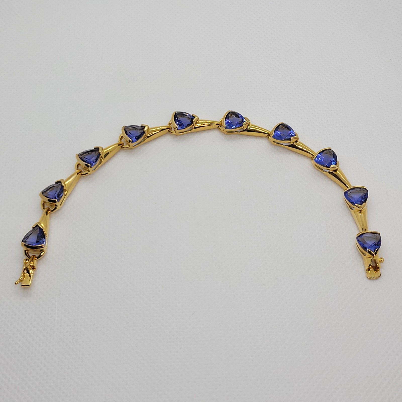 Vintage Sterling 925 Earrings Bracelet Ring Set Simulated Tanzanite Trillion Cut