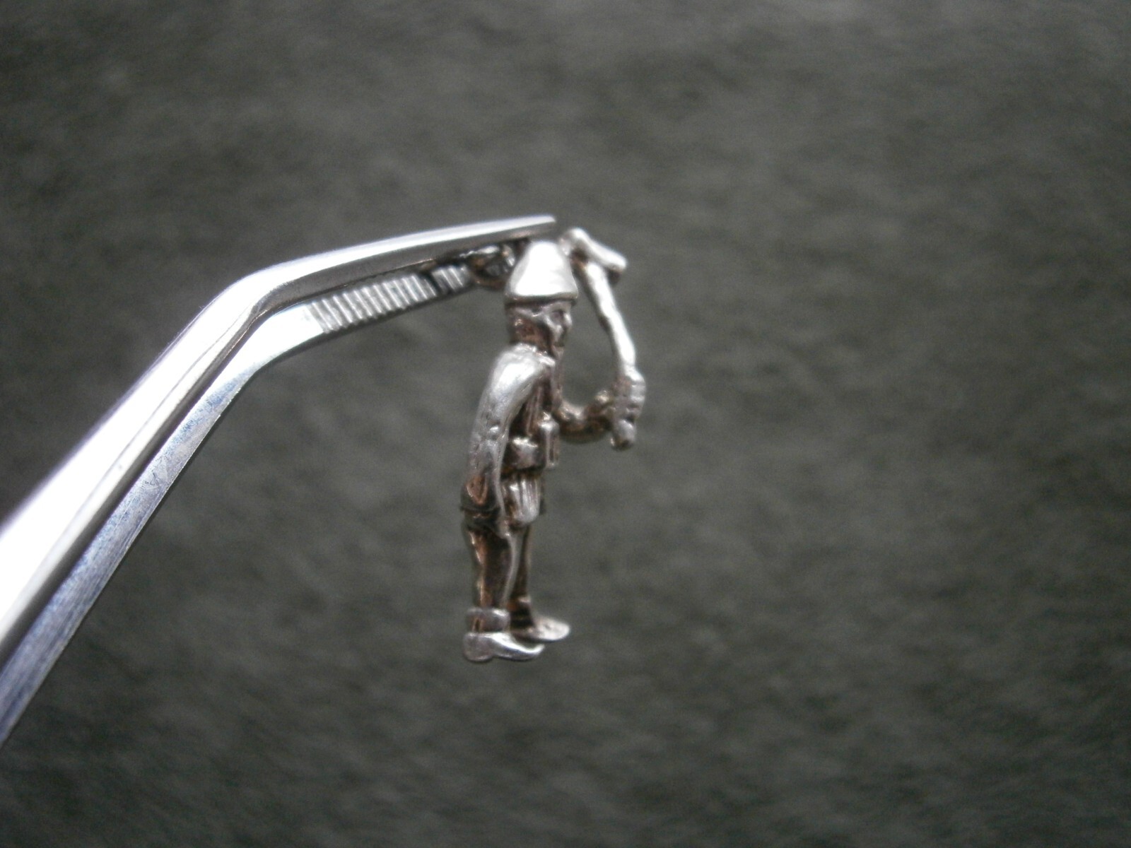Leprechaun with Shillelagh Club Vtg Sterling Silver Bracelet Charm Pendant 2.7g