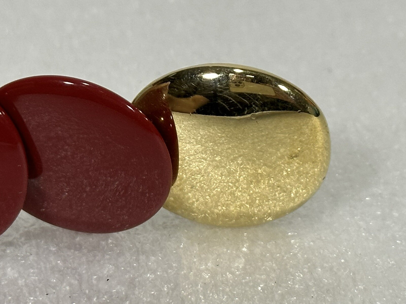 Vintage Signed Trifari ~ Red Lucite Disc Retro Statement Burgundy 17″ Necklace