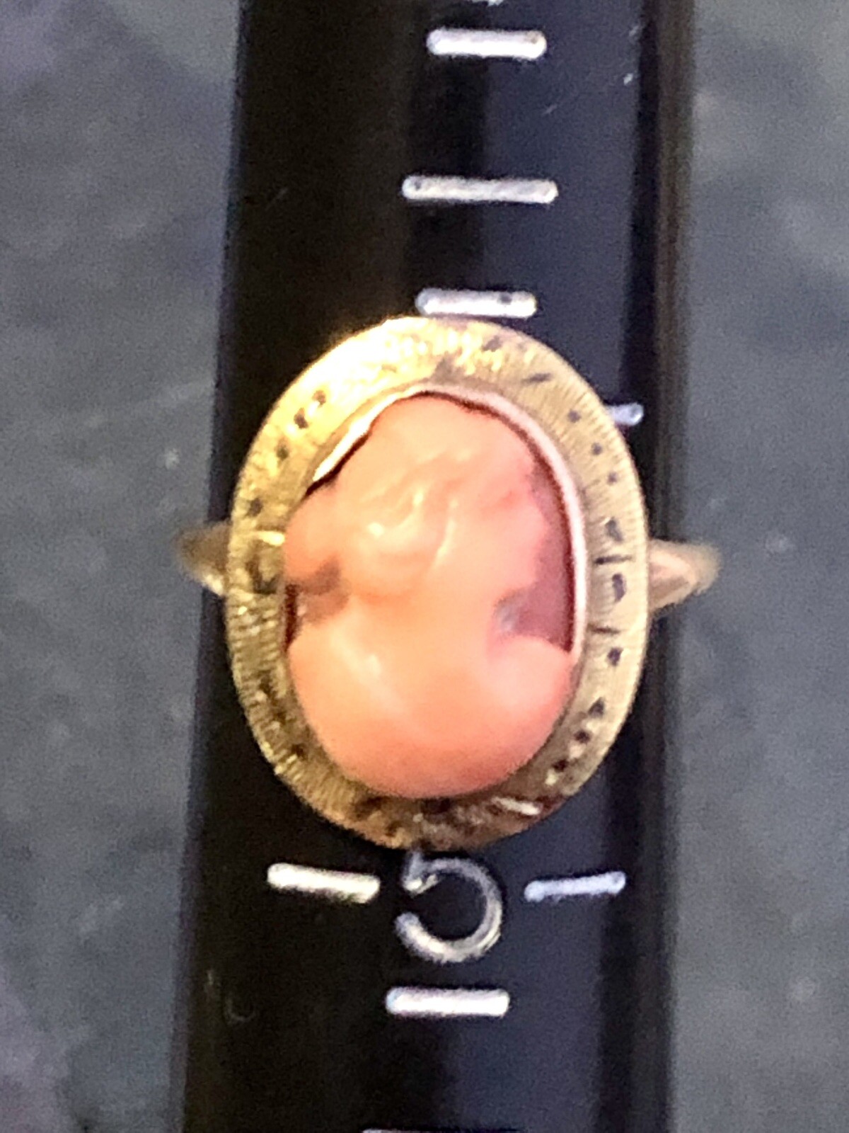 Antique Victorian 10K Solid Gold Coral Cameo Ring! Sz 4.25 Grandma’s Estate