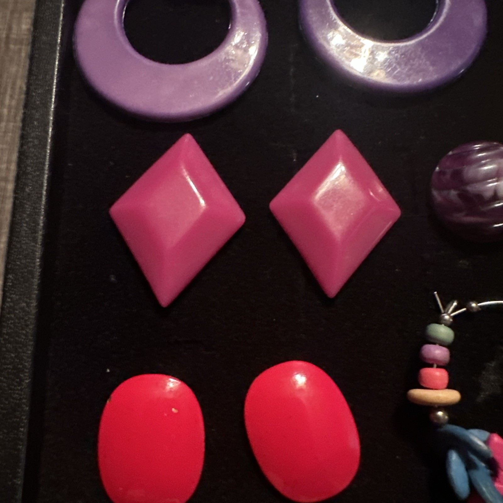 Vintage Costume Jewelry Lot Chunky Bold 80s Earrings Colorful Pop Retro Bold 1