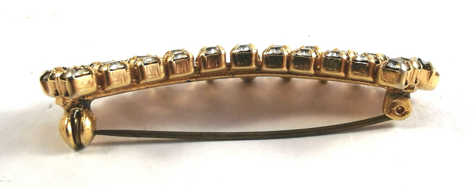 Brooch Vintage Czech Pin Glass Rhinestone Art Deco Gilded Brass Handmade Brooch