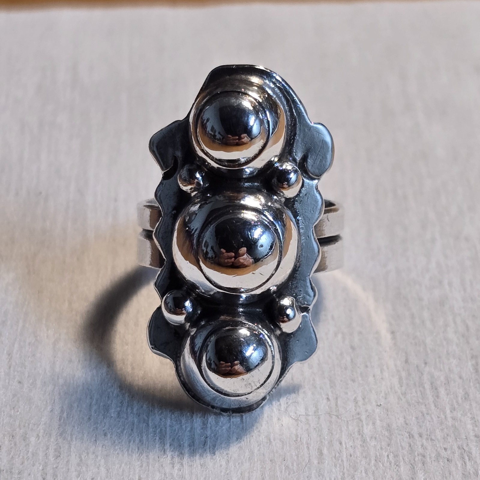 Taxco Mexico .980 Sterling Silver Triple Dome Modernist Ring Sz 5 Ring