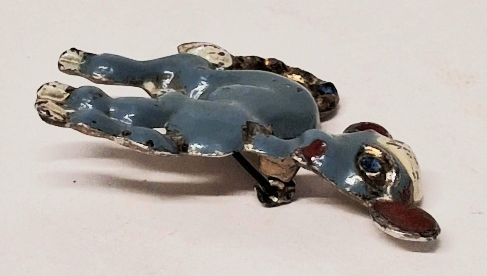 Vintage 1930’s Goldtone And Blue Enamel Cow Calf Brooch