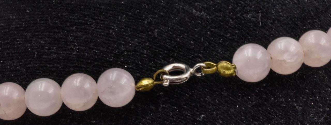 Vintage genuine mined from the Earth ROSE QUARTZ 8.4mm round bead Necklace 18″
