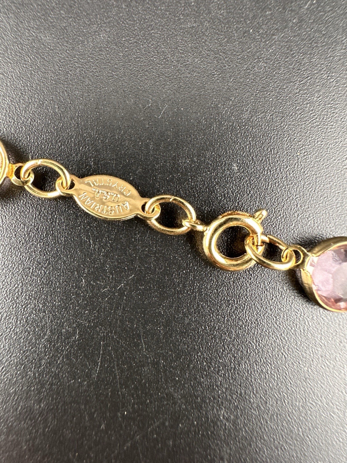 Rafaelian Vintage Long Necklace Open Bezel Austrian Crystal USA Multi-Color 30”