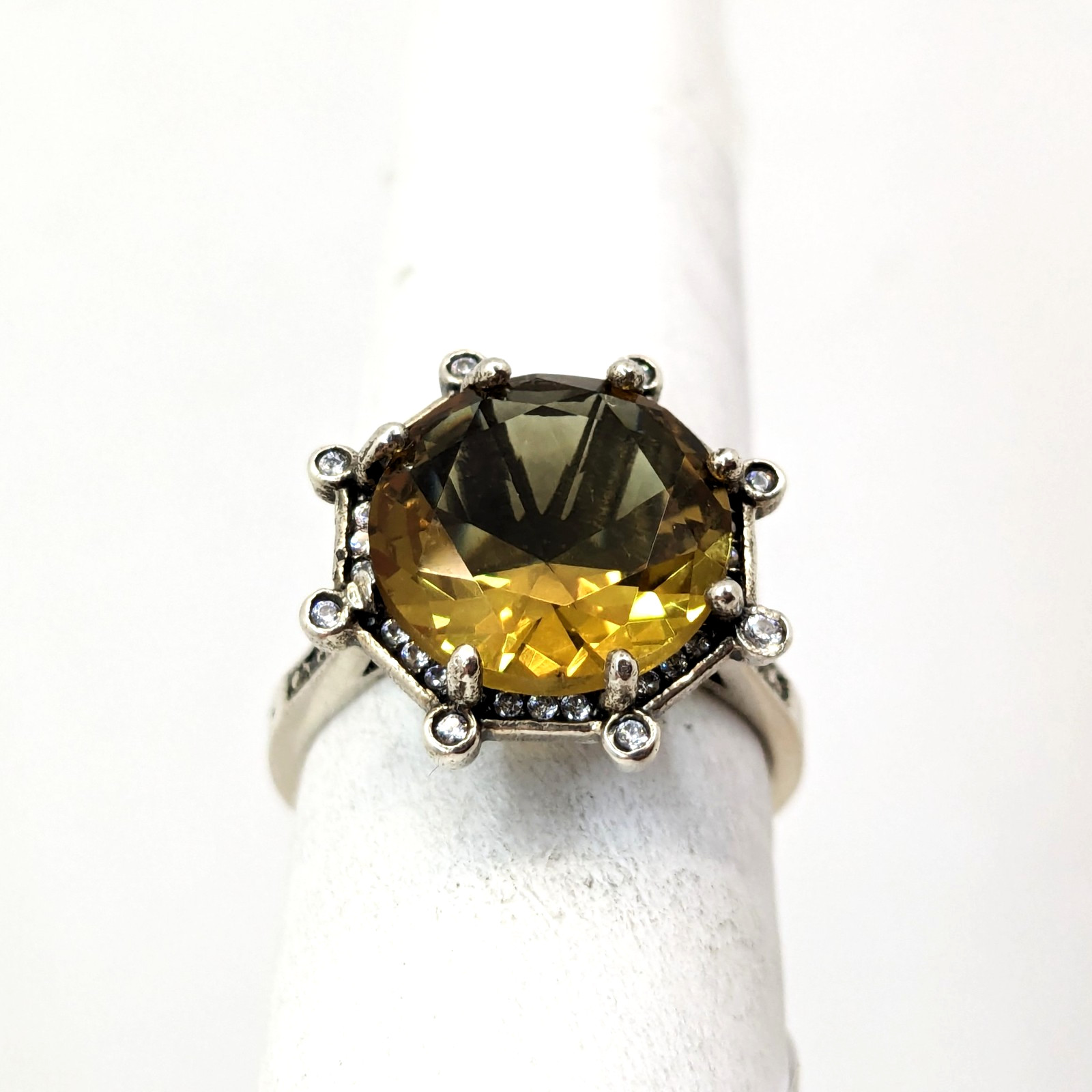 Vintage Luxury RING Silver 925 with Big Bright Stone -size: 7US (17.5mm) | #5