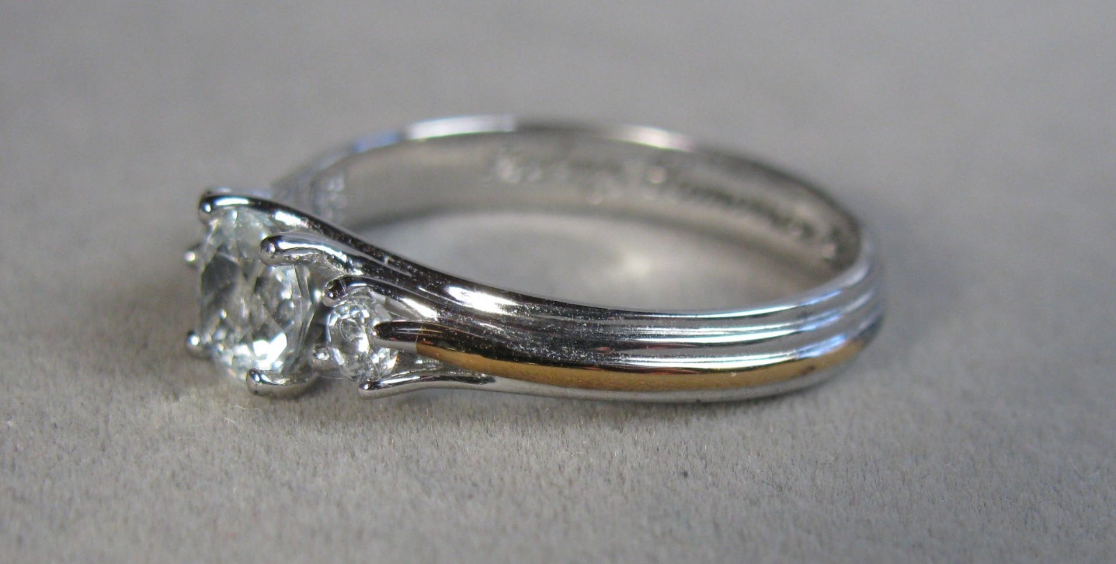 Sterling Silver White Topaz Triple Stone Ring 2.1g Size 10 BGE #B175