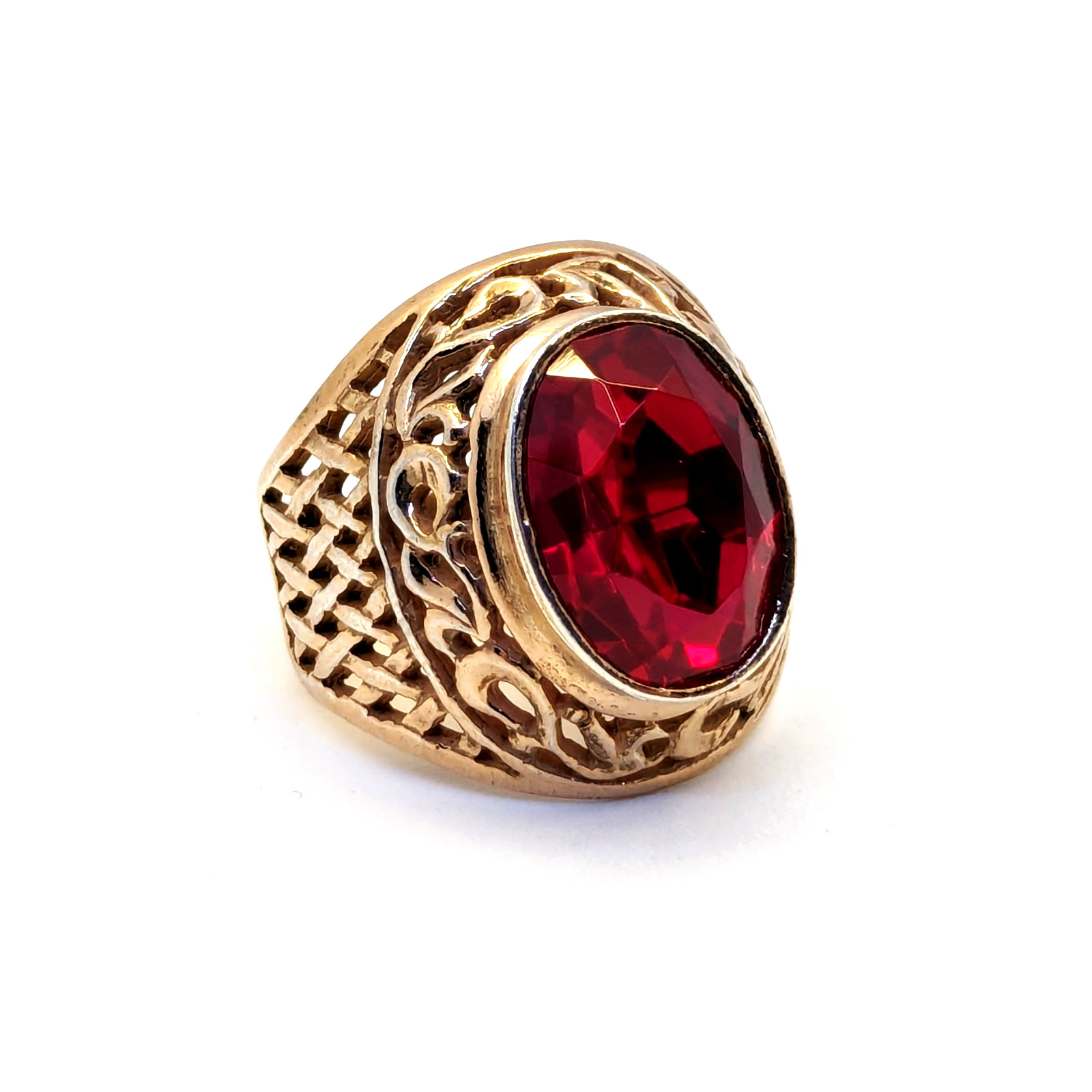 Vintage Soviet RING Silver⭐875 stamp Star USSR with Large Ruby -8US (18.5mm)| #8