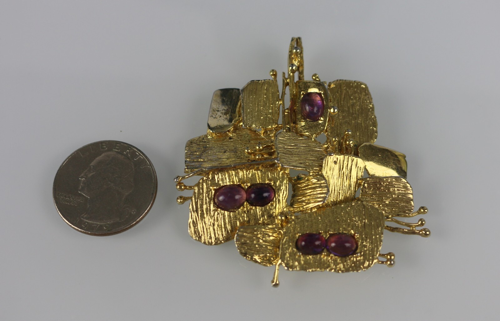 Vintage 1971 Grosse Germany Dior Designer Gold-tone Amethyst Purple Pendant
