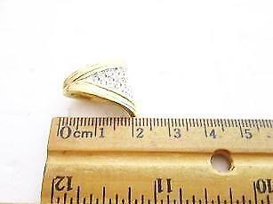 Vintage Two Tone Yellow & White Gold Plated Clear Rhinestone Triangle Pendant