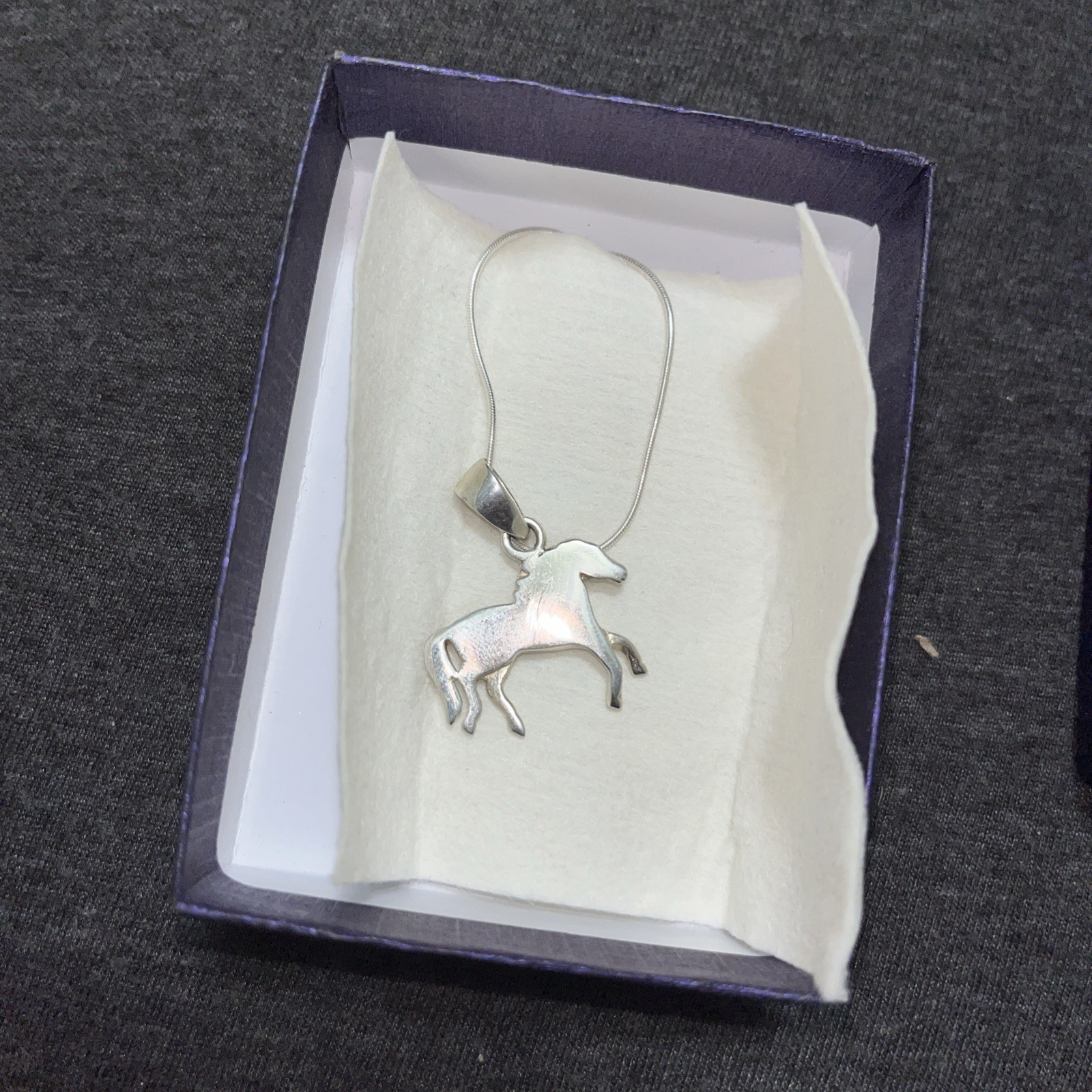 Pendant & Necklace Opal Inlay Running Horse & Sterling Silver 18″ Chain