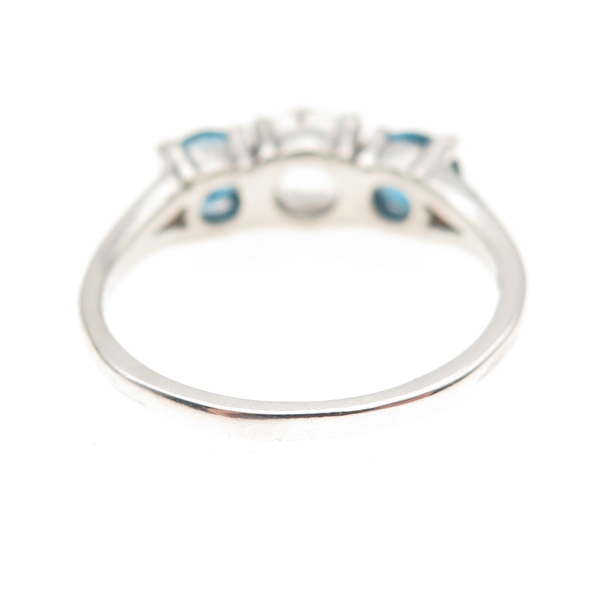 Badavici 925 Sterling Silver Vintage Real London Blue & White Topaz Ring Size 8