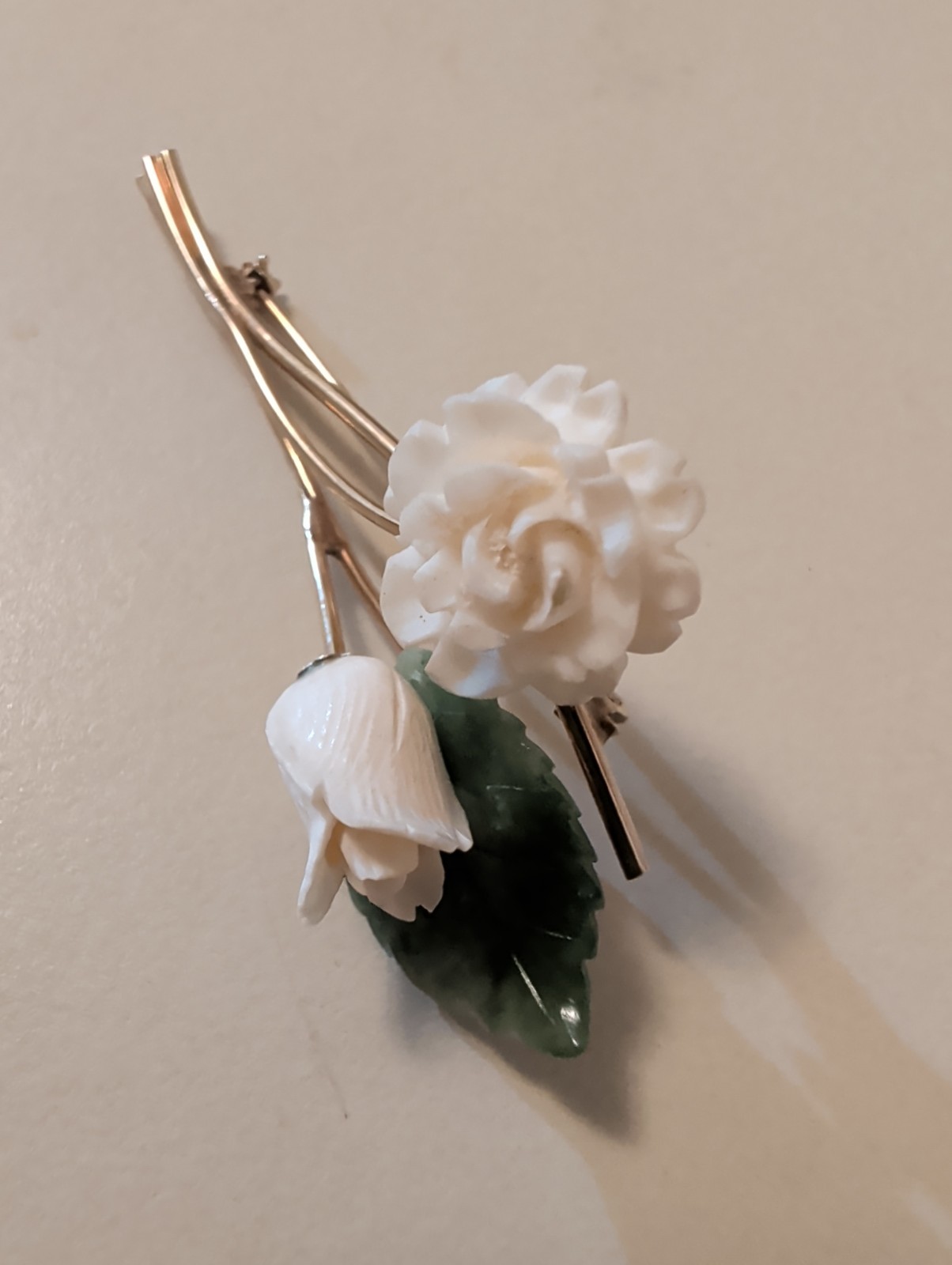 Vintage Winard 12K Gold Filled Flower Brooch Pin Cream Flower