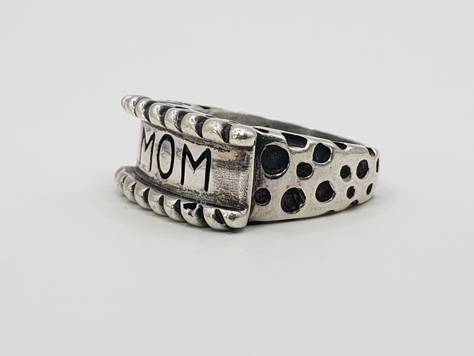 Vintage DLM Dian Malouf Sterling Silver Sailor Tattoo Style MOM Ring Size 5.75
